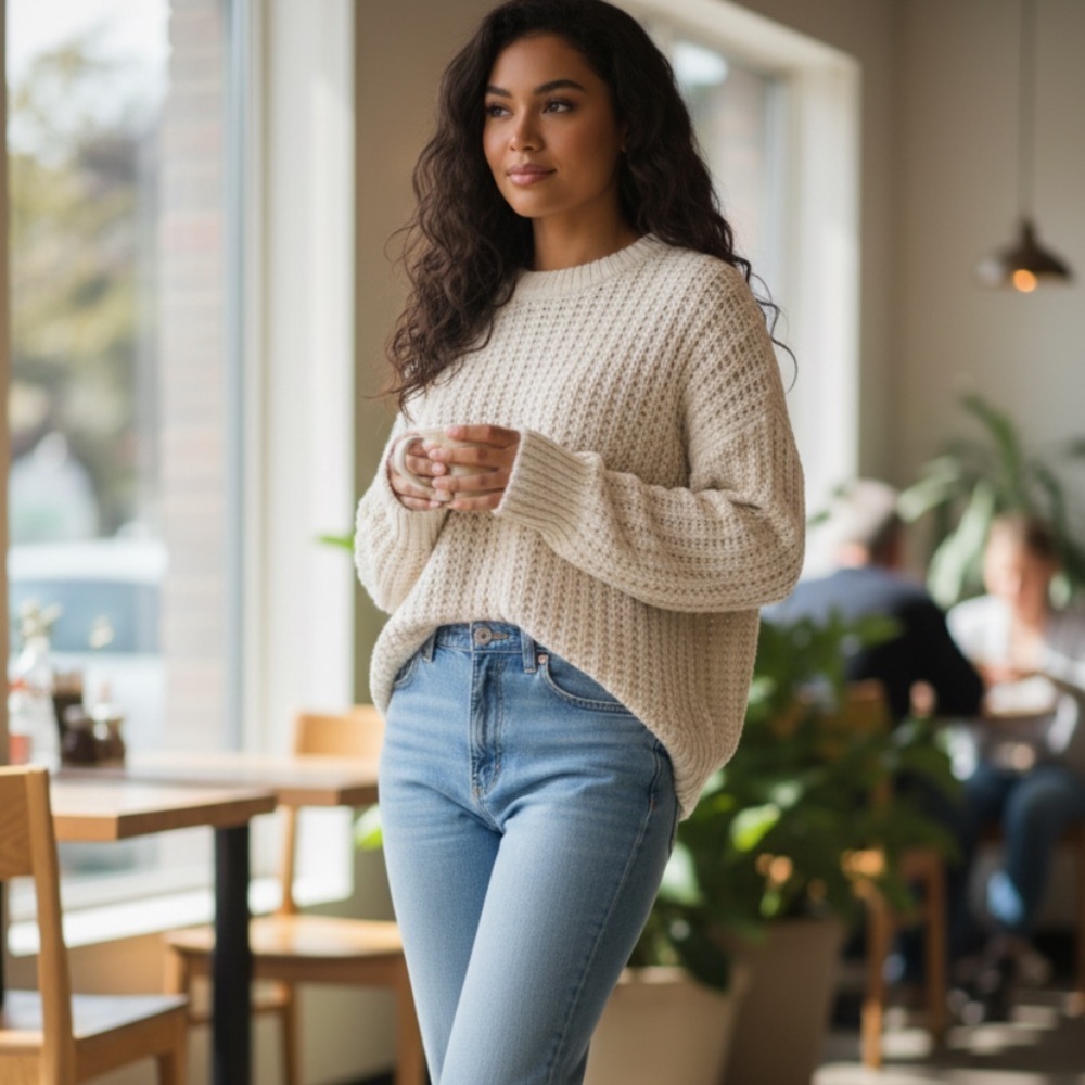 Fuzzy open knit pullover sweater xxl